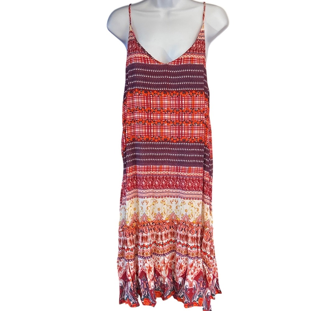 NWT CYN by Cynthia Mehra Slip Dress Bohemian Boho Chic Festival Paisley Red